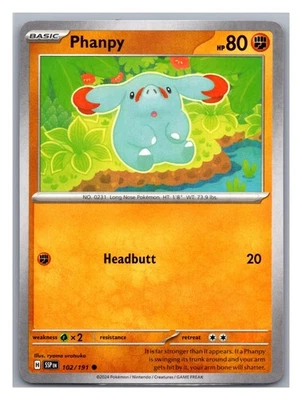 Phanpy 102/191 - Pokémon Sv08: Surging Sparks Regular NM - Image 1 of 3
