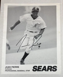 JUAN PIERRE MT SIGNED AUTOGRAPHED 8X10 B&W Sears Photo FLORIDA MARLINS - Picture 1 of 2