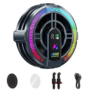 Magnetyczny wentylator chłodzący tabletu AI z cyfrowym wyświetlaczem i dostosowaniem RGB - Zdjęcie 1 z 18