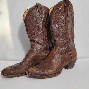 Botas de Vaquero Raras Panhandle Delgadas Patchwork Cuero Marrón Para Hombre Talla 12 D 56535 - Imagen 1 de 15