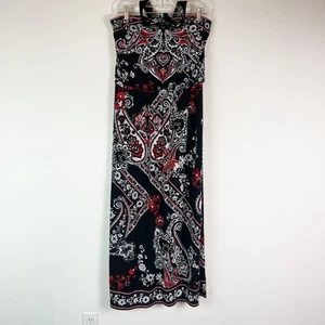 White House Black Market NWOT Black Floral Halter Paisley Maxi Dress Size S - Picture 1 of 4