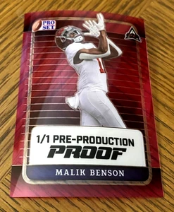 2023 Leaf Pro Set MALIK BENSON "RED" Clear Proof #'d 1/1 RC SSP OREGON / ALABAMA - Picture 1 of 2
