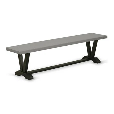Banco de comedor de madera East West Furniture estilo V 15x72" en negro/gris Foto 1 de 4
