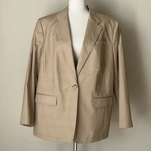 NWT Ralph Lauren Womens Cotton Twill Blazer Sz 20W Tan Office Career Classic - Picture 1 of 9