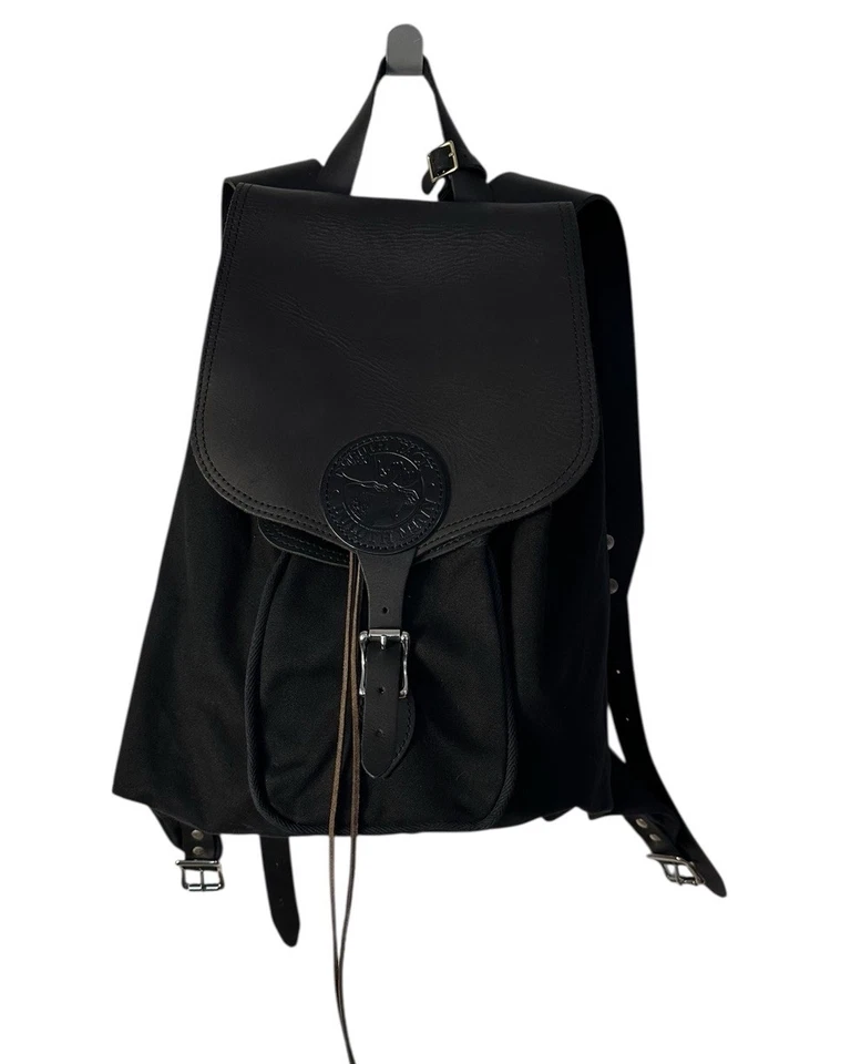 Duluth Pack Mochila Negra Mochila Lona Cuero Solapa Superior Hecha en EE. UU. Paquete de Día Foto 1 de 4