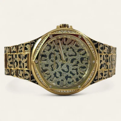 NEW Michael Kors Oversized Lennox Animal Print  Crystal Gold Watch MK7284 NWOT - Image 1 of 4