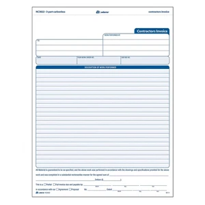 Adams 3-Part Carbonless Contractors Invoice Forms 8.5"W x 11.44"L 100/Pack (ABF - Picture 1 of 3