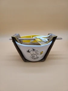 Peanuts Rae Dunn New Snoopy & Woodstock Noodle Bowl And Chopstick Set - Picture 1 of 9