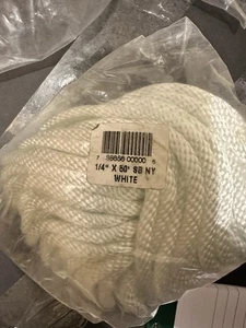 1 pack of 1/4in X 50ft Nylon Rope White 372LBS Break Strength 124LBS WLL - Picture 1 of 2