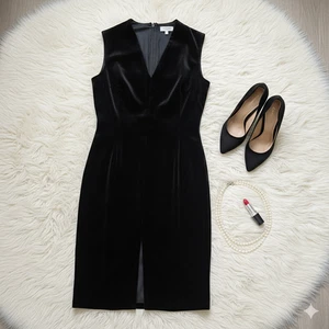 Vestido Jones New York Negro Terciopelo Sin Mangas | Para Mujer 12 | Mezcla de Seda Rayón - Imagen 1 de 8