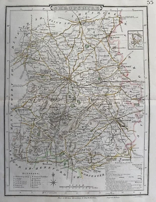 1804 (1840) Antique Map; Shropshire. Cole & Roper. Orig Outline Colour - Image 1 of 2