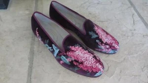 Nuevo Stock Privado Stubbs & Wootton Púrpura Terciopelo Guantes de Zorro Flores Zapatos 10 - Imagen 1 de 5