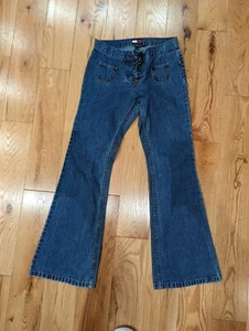 NEW No Tags Tommy Jeans Hilfiger Luy Luy Flare Jeans Size 3 Dark Wash Blue 2001 - Picture 1 of 15