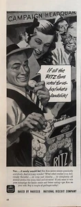 1944 Ritz Crackers Nabisco National Bus hit Company Vintage B&W Print Ad - Picture 1 of 1