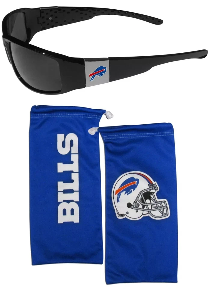 NFL Siskiyou Sports Fan Shop Buffalo Bills Chrome Wrap Sunglasses One Size Black