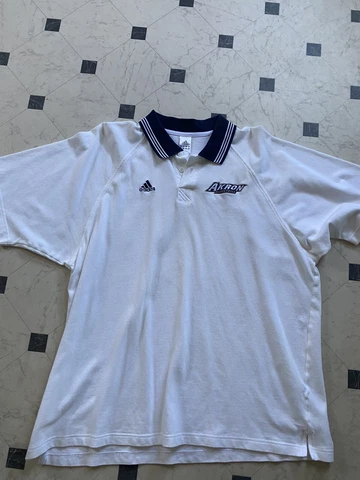 Adidas Akron Zips polo shirt Adult 2XL XXL White Short Sleeve NCAA Casual Mens * Cover