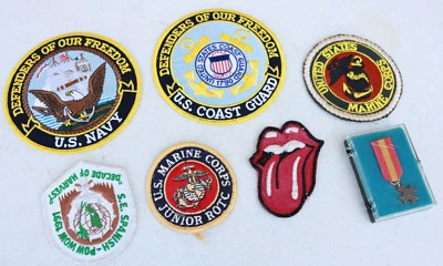 Винтажный смешанный лот нашивок военные морские пехотинцы морской пехоты США ВМС береговая охрана Rolling Stone KT - Изображение 1 из 4