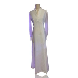 1960s Ivory Sheer Sleeve Wedding Dress Gown - Picture 1 of 7