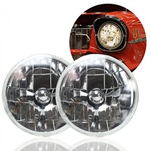 Snake Eye 7" Round Halogen Headlight Assembly Pair Glass Lens Car Truck Hot Rod - Picture 1 of 6