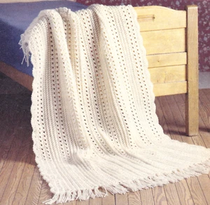 EASY Peek-A-Boo Stripes Afghan/Crochet Pattern INSTRUCTIONS ONLY - Picture 1 of 1