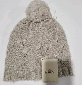 NWT Faherty Marled Cable Beanie Driftwood OS Warm Cozy MSRP $88 - Picture 1 of 3