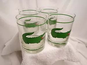 Set of 4 Vintage 60's MCM CERA Glass Alligator Rocks Low Ball Glass Rare Barware - Picture 1 of 5