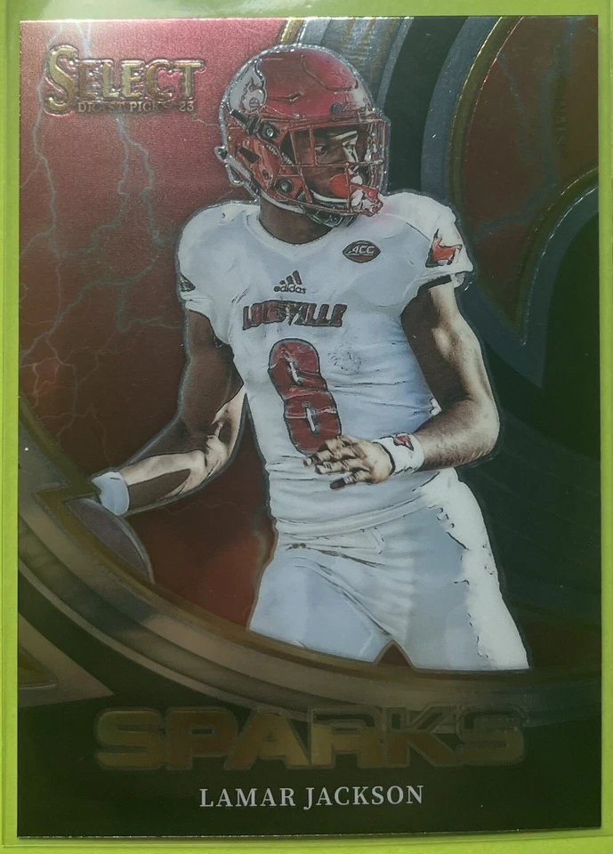 2023 Panini Select Draft Picks Lamar Jackson Sparks #SPR-LJ - Image 1 of 2