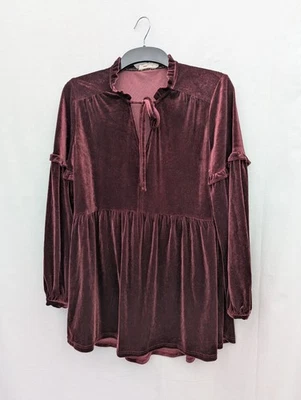 Vestido Fat Face Mujer 14 Borgoña Túnica Top Terciopelo Y2K Romántico Gótico Campesino Foto 1 de 4