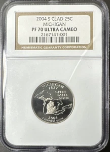 2004-S Clad Michigan Quarter 25c NGC PF 70 Ultra Cameo - Picture 1 of 4
