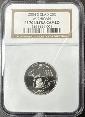 2004-S Clad Michigan Quarter 25c NGC PF 70 Ultra Cameo - Image 1 of 4
