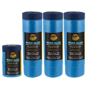 Dura-Gold Pure Blue Pre-Taped Masking Film, 4 Roll Variety Pack 22" 43" 71" 106" - Picture 1 of 1