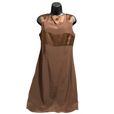 Vestido Vaina Vintage Jones New York Marrón Rayas Tipo Satinado Forrado Talla 8 Foto 1 de 4