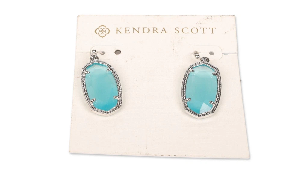 Kendra Scott 302333 Women Silver Medium Blue Stone Drop Earrings 1.5" - Image 1 of 1