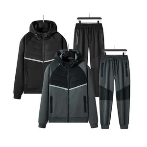 Neu Herren Tech Trainingsanzug Set Reißverschlusstasche angeraut Designer Sweatshirt Jogginghose - Bild 1 von 21