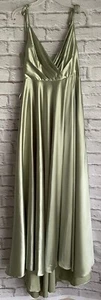 NEW Oh Hello Clothing Green Satin Dress Gown sz Medium Prom Wedding Formal - Picture 1 of 9