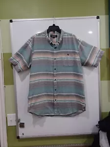 Ezekiel XL (Mislabeled As XXL) Striped Green Button Up Shirt - Picture 1 of 6