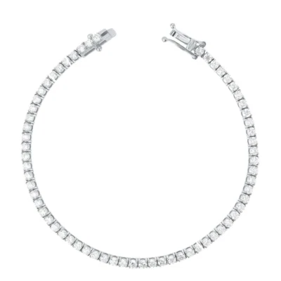 New 14k White Gold Lab Created Diamond CVD 3.00ct E VVs1 Tennis 7" in Bracelet - Image 1 of 4