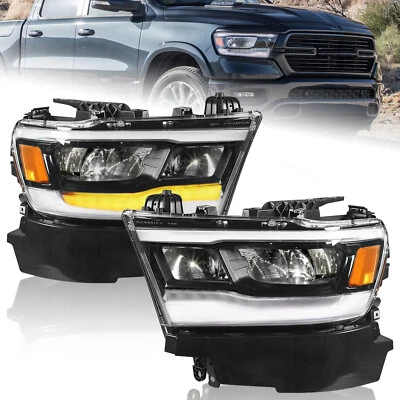 Headlights Headlamps Pair FIT For 2019 2020 2021 2022 2023 Dodge RAM 1500 LED - Image 1 of 4