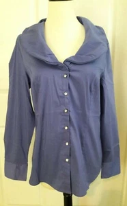 Neu weiche Umrandung Top Kleid Hemd Bluse kleiner Drahtkragen Knopfleiste Arbeit - Bild 1 von 6