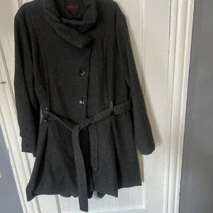 Yoki Polyester Wool Belted Coat Women's 3 XL Gray - Picture 1 of 11