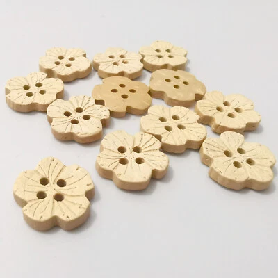 Flower Natural coconut shell buttons 20mm 4 hole 1.8 mm DIY button charm - Image 1 of 4