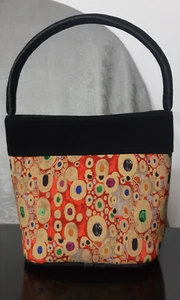 Fox & Chave Gustav Klimt Hope II Print Silk Crepe & Black Suede Bag RARE - Picture 1 of 17