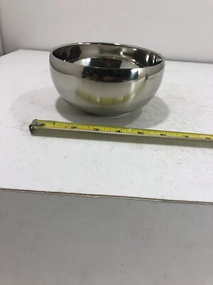 2x Tazones de arroz de doble capa de acero inoxidable pulido metal cuencos aislados térmicamente Foto 1 de 4