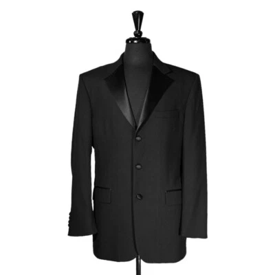Jos. A. Bank Mens Tuxedo Jacket Black Wool 3 Button Lined Blazer Sport Coat 38R - Image 1 of 4