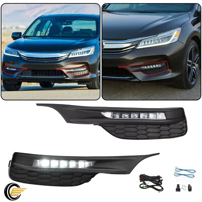 Luces antiniebla LED de lente transparente lámpara con juego de cables para Honda Accord 2016-2017 sedán 4 puertas Foto 1 de 4