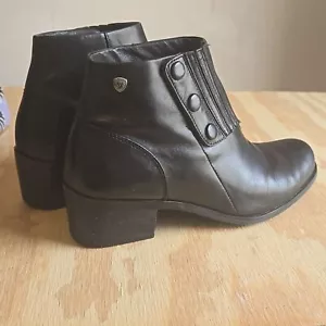Women's Black Ariat Spat Leather Bootie snap closure Size 6.5 - Picture 1 of 10