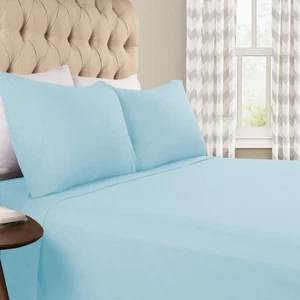 Cotton Flannel Solid Classic Soft Breathable Deep Pocket Sheet Set - Picture 1 of 98