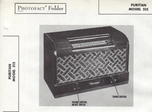 1947 Puritan 515 Tube Radio Receiver Photofact Repair Service Manual Spec Sheet - Picture 1 of 2