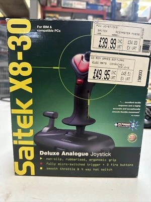 Vintage Saitek X8-30 Analogue Gaming Flight Stick Button Controller Boxed New - Image 1 of 4