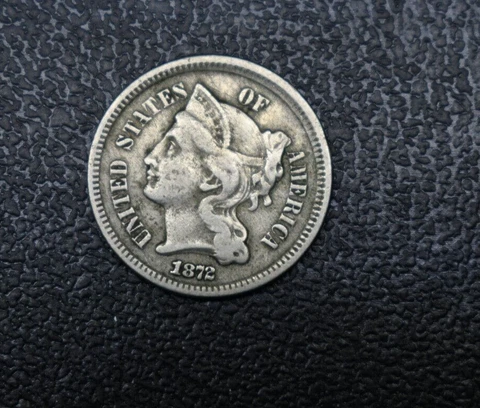 1872 Three Cent Nickel Piece 3C Ungraded Choice US Type Coin Cover
